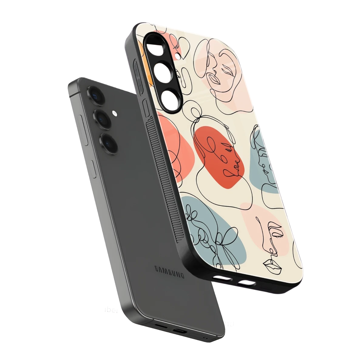 Many Faces Yellow sleek samsung galaxy s24 plus cover with tempered glass back and TPU edges