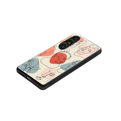 Many Faces Yellow stylish phone case for samsung galaxy s24 | glossy glass and slim fit