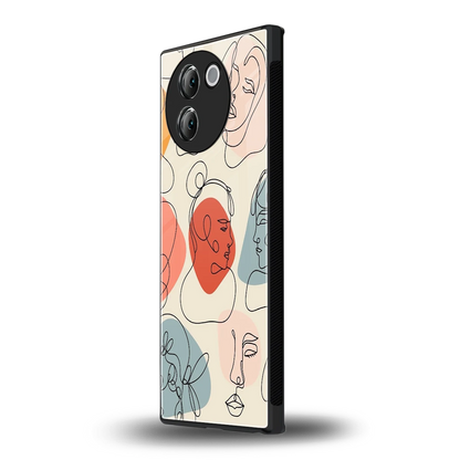 Many Faces Yellow vivo v30e mobile cover | shockproof glass phone case