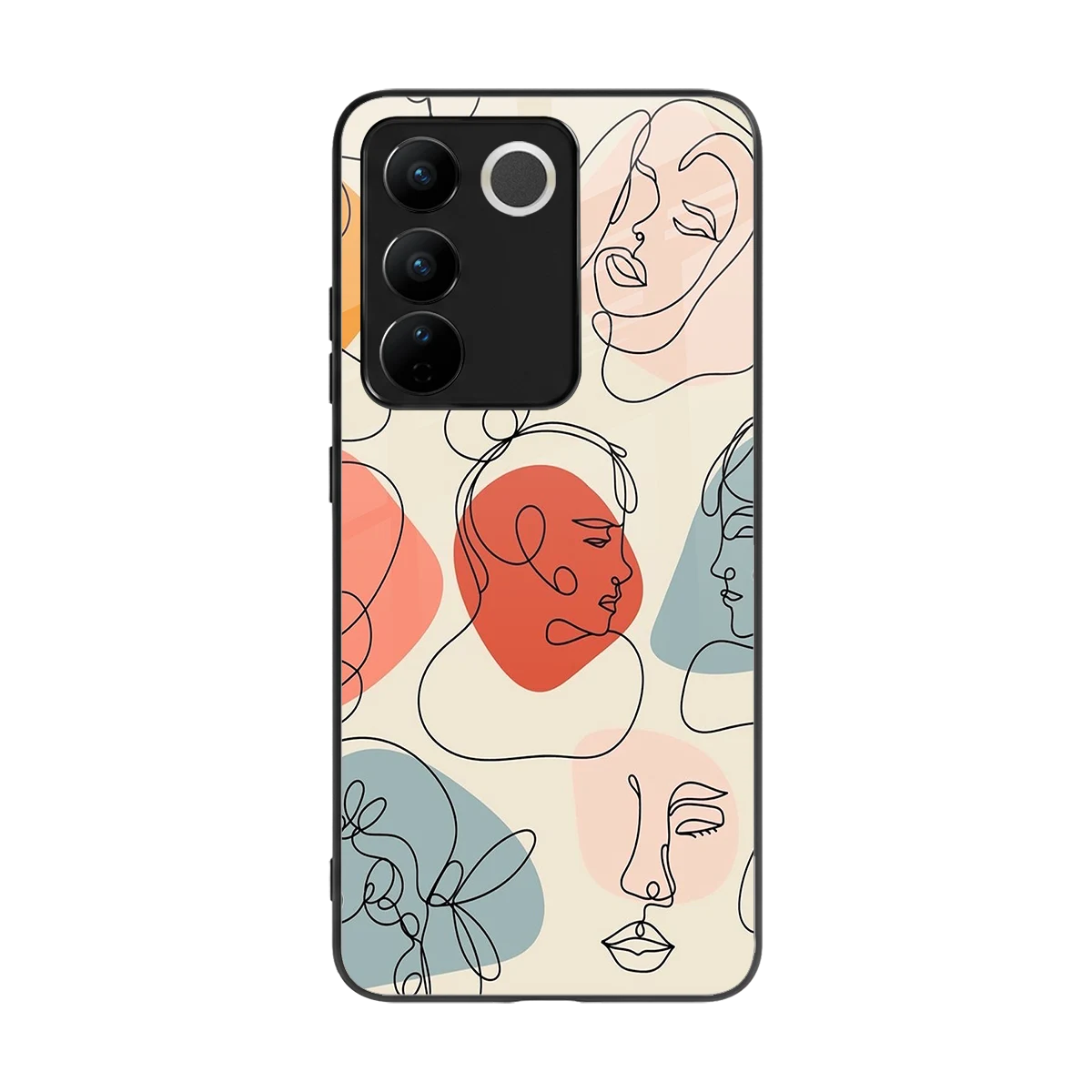 Many Faces Yellow back phone cover | glass case for vivo v27 5g