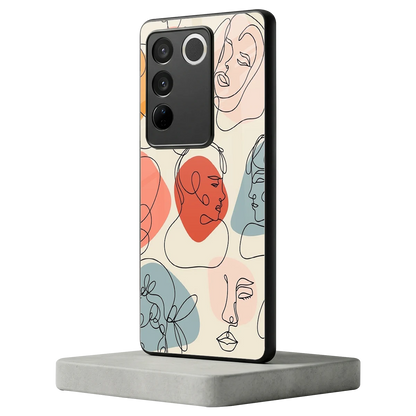 Many Faces Yellow vivo v27 5g mobile cover | shockproof glass phone case