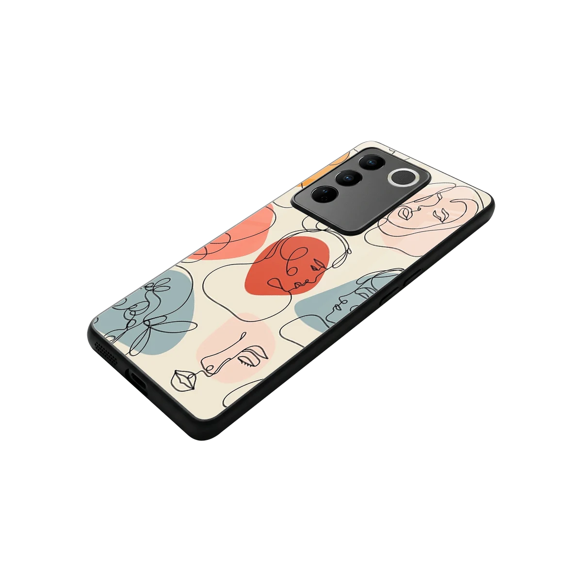 Many Faces Yellow stylish phone case for vivo v27 5g | glossy glass and slim fit