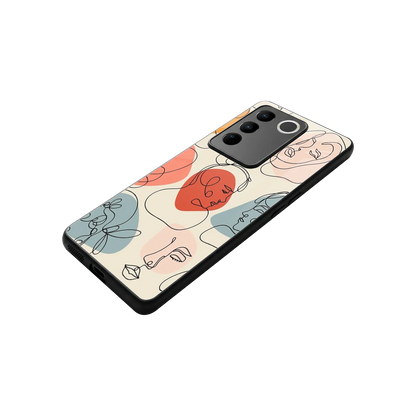 Many Faces Yellow stylish phone case for vivo v27 5g | glossy glass and slim fit