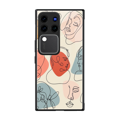 Many Faces Yellow back phone cover | glass case forvivo v30 pro
