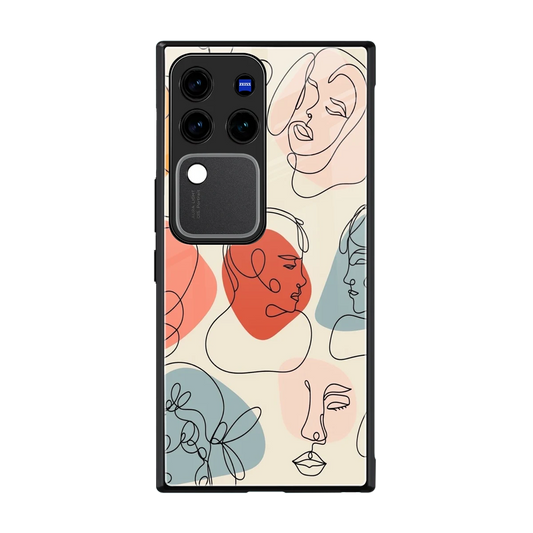 Many Faces Yellow back phone cover | glass case forvivo v30 pro