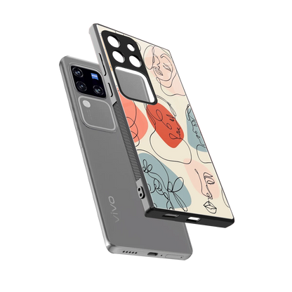 Many Faces Yellow sleekvivo v30 pro cover with tempered glass back and TPU edges