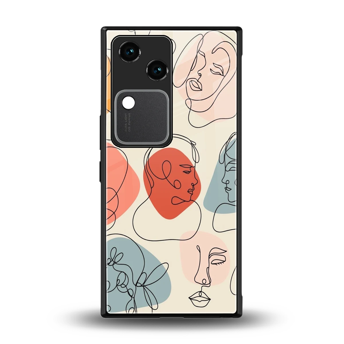 Many Faces Yellow back phone cover | glass case for vivo v30