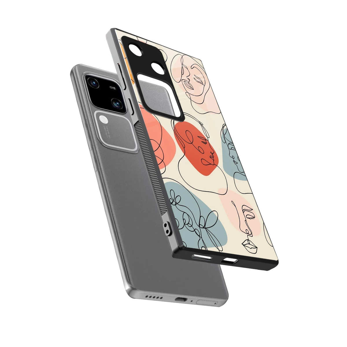 Many Faces Yellow sleek vivo v30 cover with tempered glass back and TPU edges