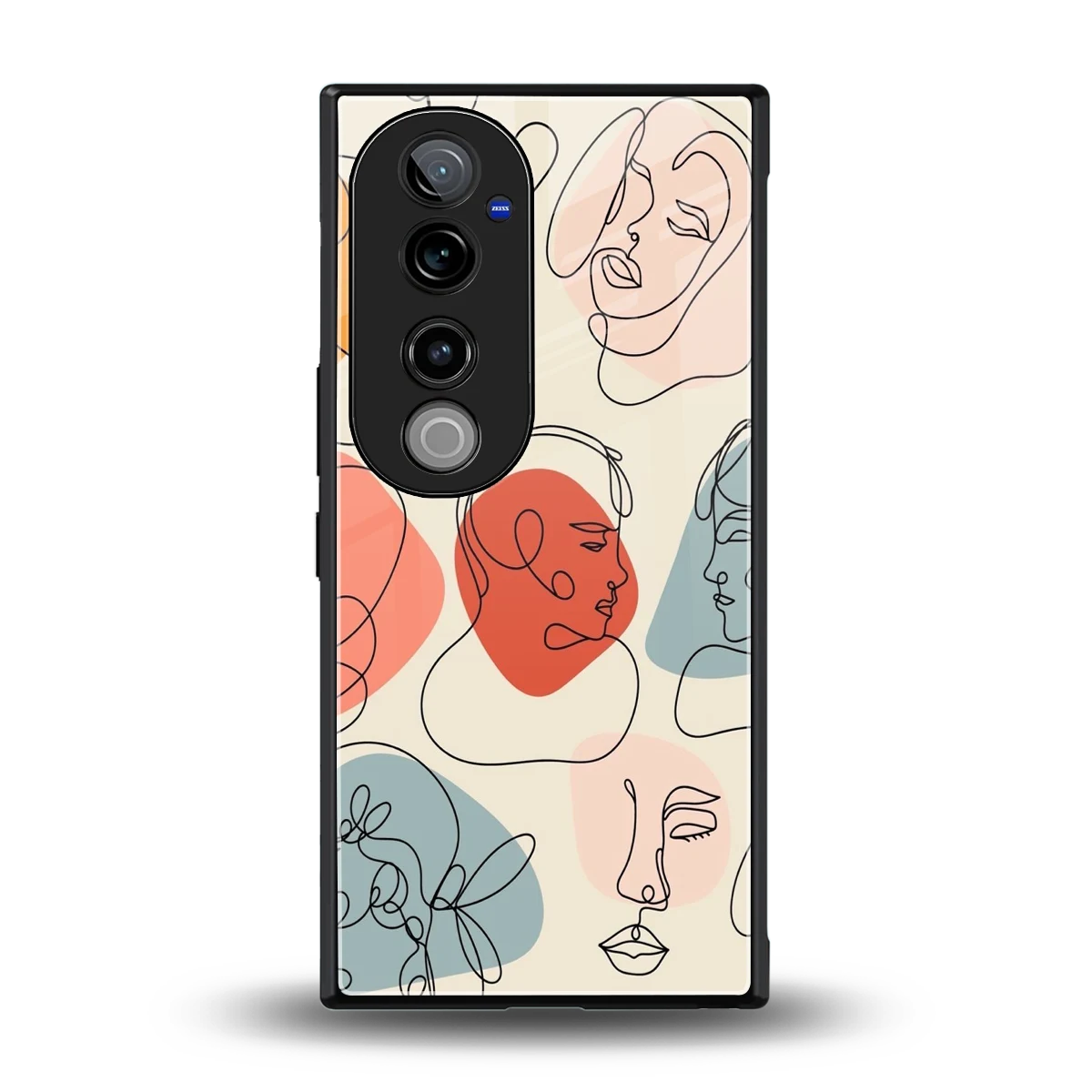 Many Faces Yellow back phone cover | glass case for vivo v40 pro