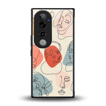 Many Faces Yellow back phone cover | glass case for vivo v40 pro