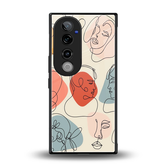 Many Faces Yellow back phone cover | glass case for vivo v40 pro