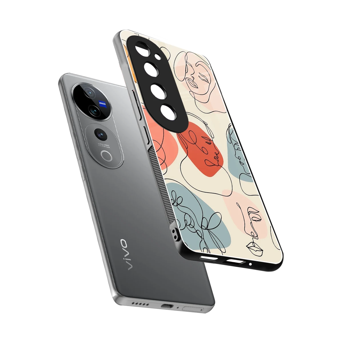 Many Faces Yellow sleek vivo v40 pro cover with tempered glass back and TPU edges