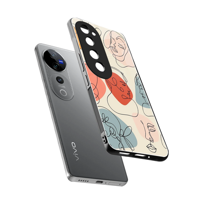 Many Faces Yellow sleek vivo v40 pro cover with tempered glass back and TPU edges