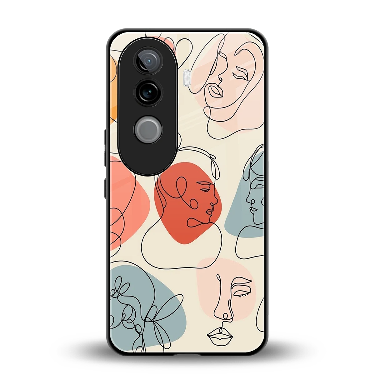 Many Faces Yellow back phone cover | glass case for vivo v40e