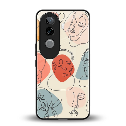Many Faces Yellow back phone cover | glass case for vivo v40e