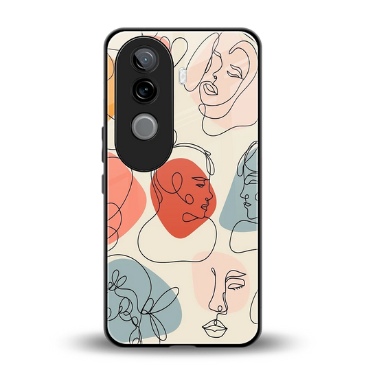 Many Faces Yellow back phone cover | glass case for vivo v40e