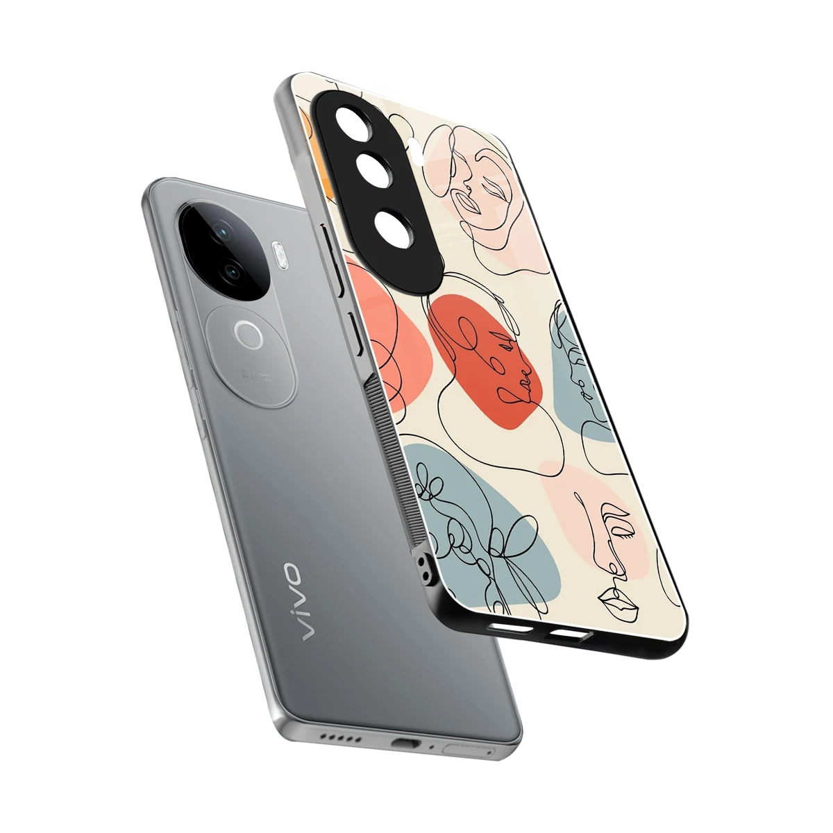 Many Faces Yellow sleek vivo v40e cover with tempered glass back and TPU edges