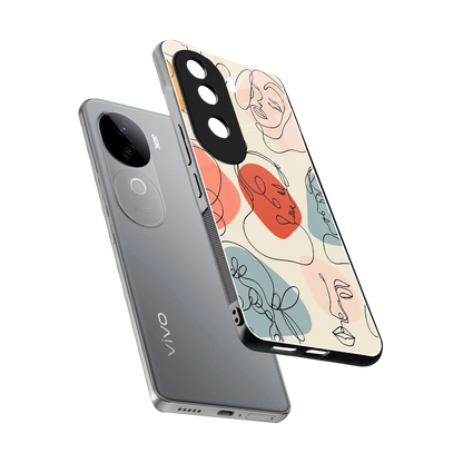 Many Faces Yellow sleek vivo v40e cover with tempered glass back and TPU edges