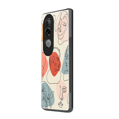 Many Faces Yellow vivo v40e mobile cover | shockproof glass phone case