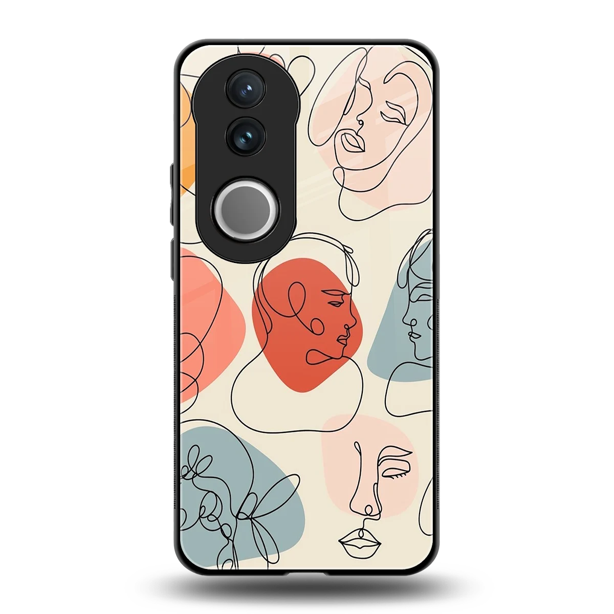 Many Faces Yellow back phone cover | glass case for vivo v50