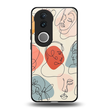 Many Faces Yellow back phone cover | glass case for vivo v50