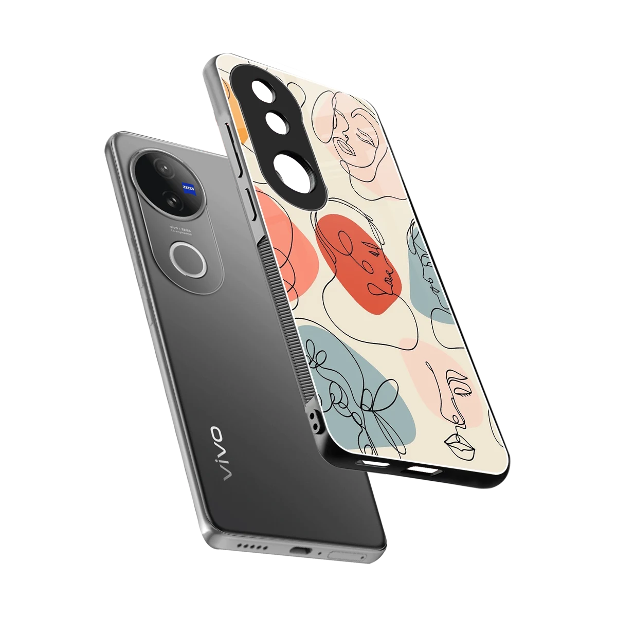 Many Faces Yellow sleek vivo v50 cover with tempered glass back and TPU edges
