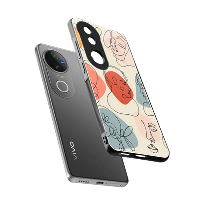 Many Faces Yellow sleek vivo v50 cover with tempered glass back and TPU edges