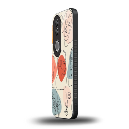 Many Faces Yellow vivo v50 mobile cover | shockproof glass phone case