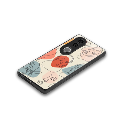 Many Faces Yellow stylish phone case for vivo v50 | glossy glass and slim fit