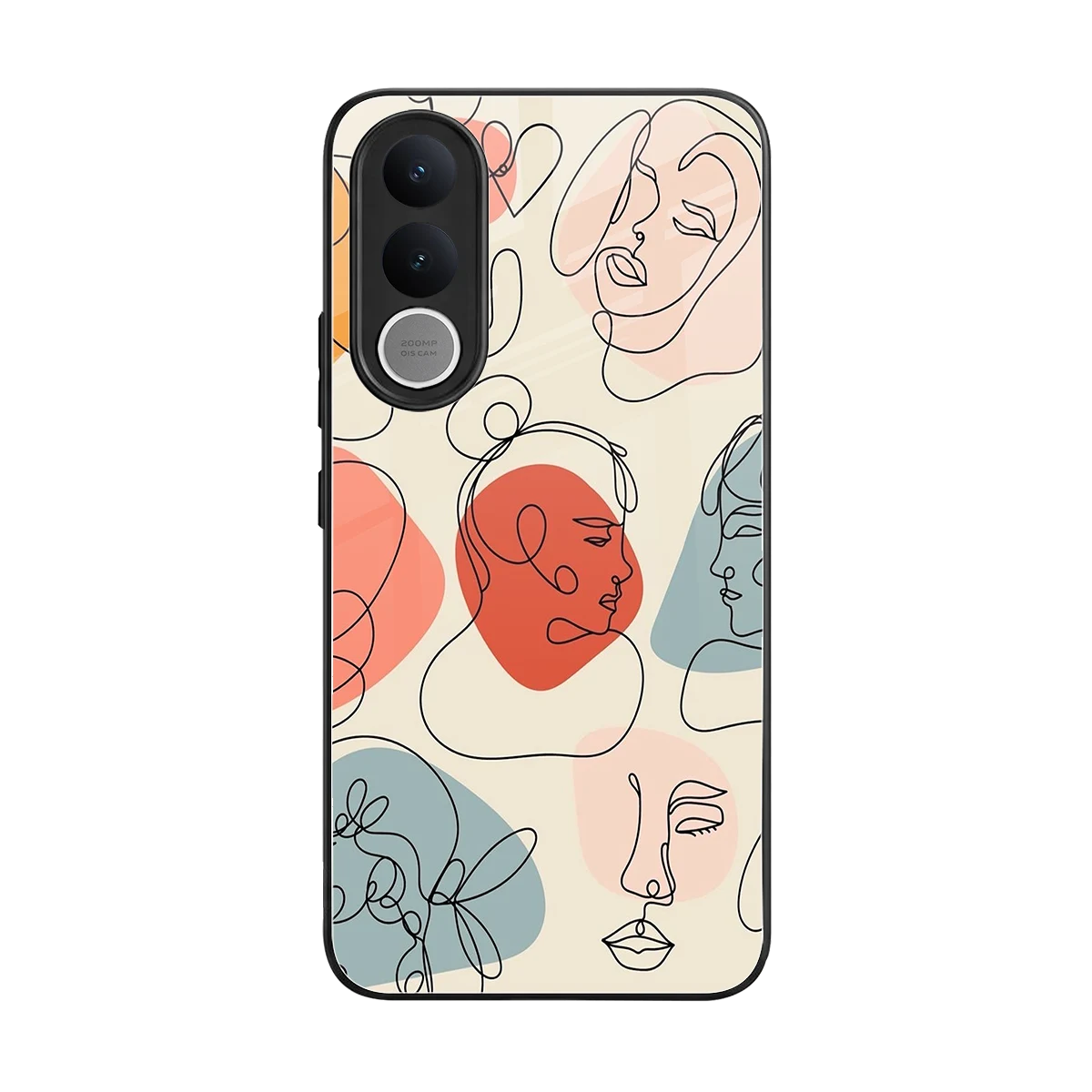 Many Faces Yellow back phone cover | glass case for vivo v70 fe