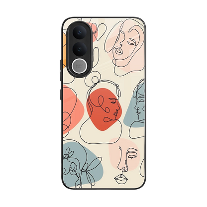 Many Faces Yellow back phone cover | glass case for vivo v70 fe