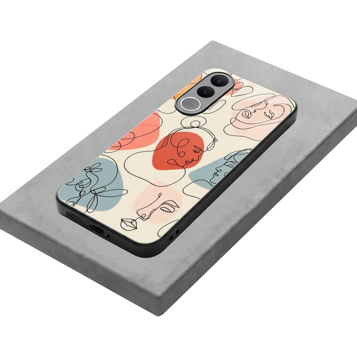 Many Faces Yellow stylish phone case for vivo v70 fe | glossy glass and slim fit