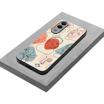 Many Faces Yellow stylish phone case for vivo v70 fe | glossy glass and slim fit
