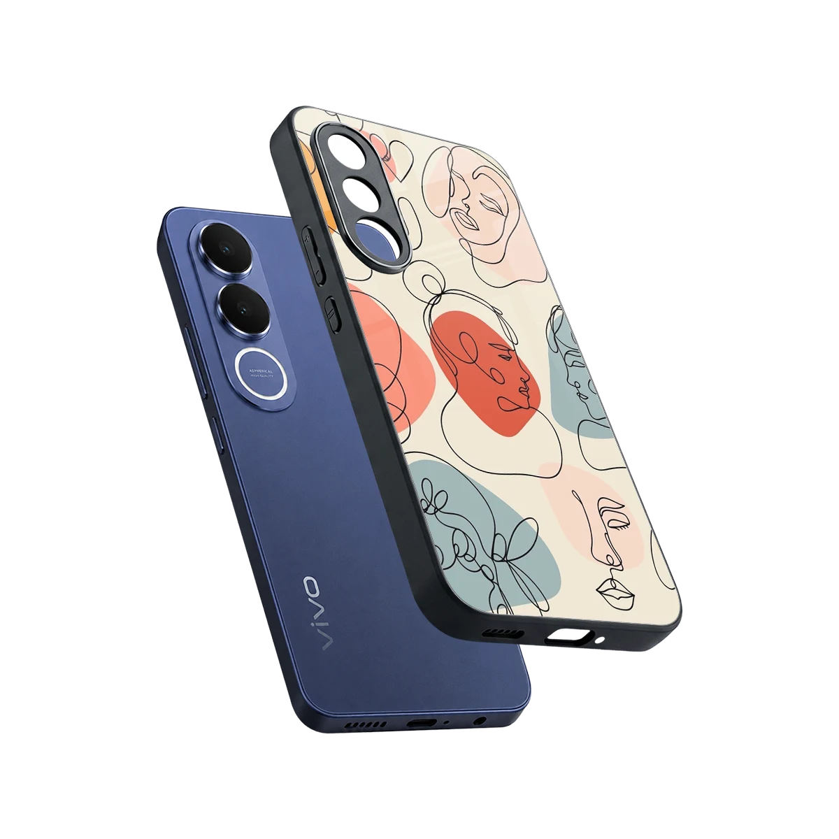 Many Faces Yellow sleek vivo v70 fe cover with tempered glass back and TPU edges