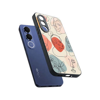 Many Faces Yellow sleek vivo v70 fe cover with tempered glass back and TPU edges