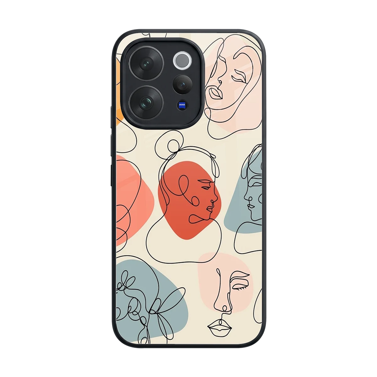 Many Faces Yellow back phone cover | glass case for vivo v70