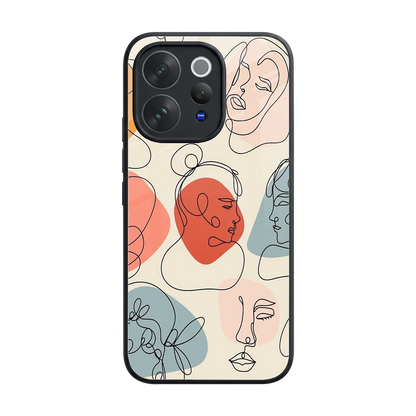 Many Faces Yellow back phone cover | glass case for vivo v70