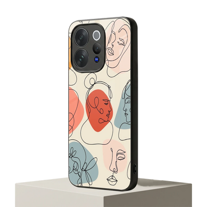 Many Faces Yellow vivo v70 mobile cover | shockproof glass phone case