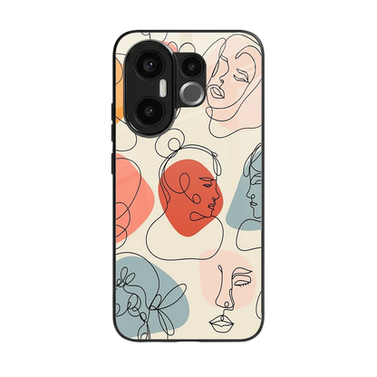 Many Faces Yellow back phone cover | glass case for vivo x200 fe