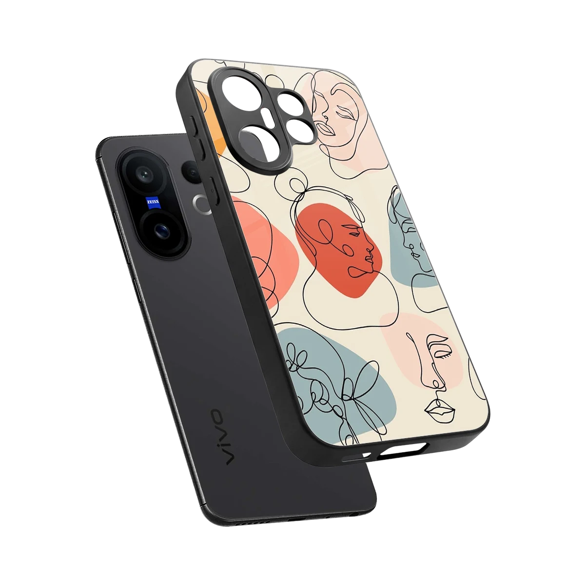 Many Faces Yellow sleek vivo x200 fe cover with tempered glass back and TPU edges