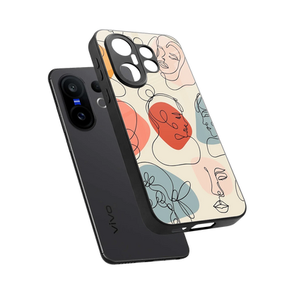 Many Faces Yellow sleek vivo x200 fe cover with tempered glass back and TPU edges