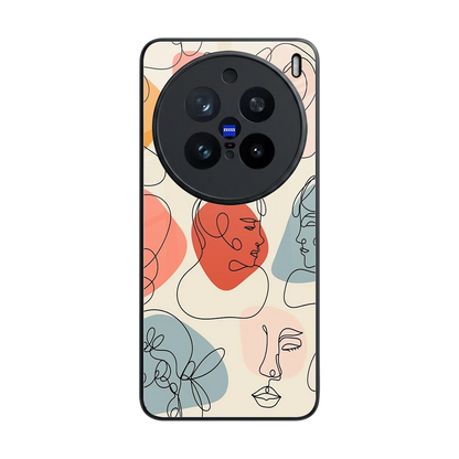 Many Faces Yellow back phone cover | glass case for vivo x200 pro