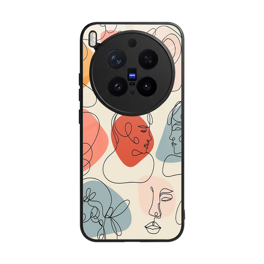 Many Faces Yellow back phone cover | glass case for vivo x300 pro