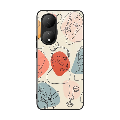 Many Faces Yellow back phone cover | glass case for Vivo-y100