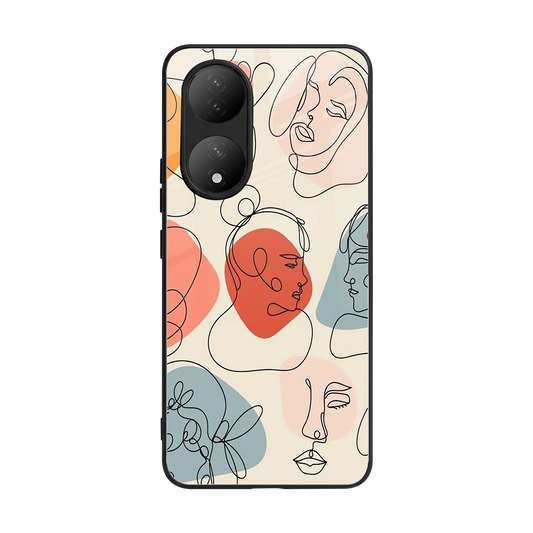 Many Faces Yellow back phone cover | glass case for Vivo-y100
