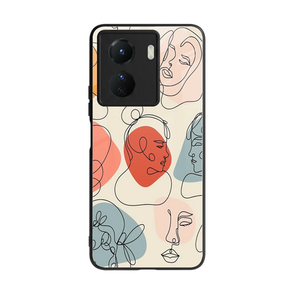 Many Faces Yellow back phone cover | glass case for vivo y16