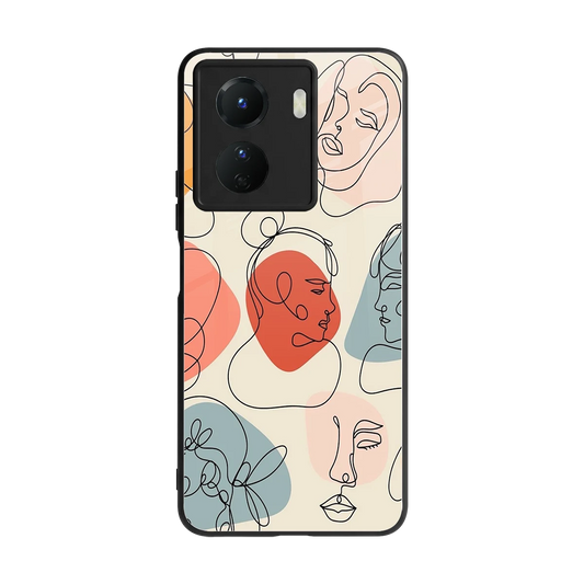 Many Faces Yellow back phone cover | glass case for vivo y16