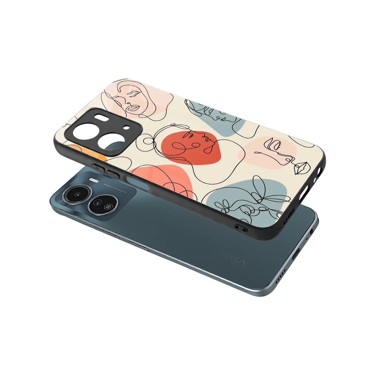 Many Faces Yellow sleek vivo y16 cover with tempered glass back and TPU edges
