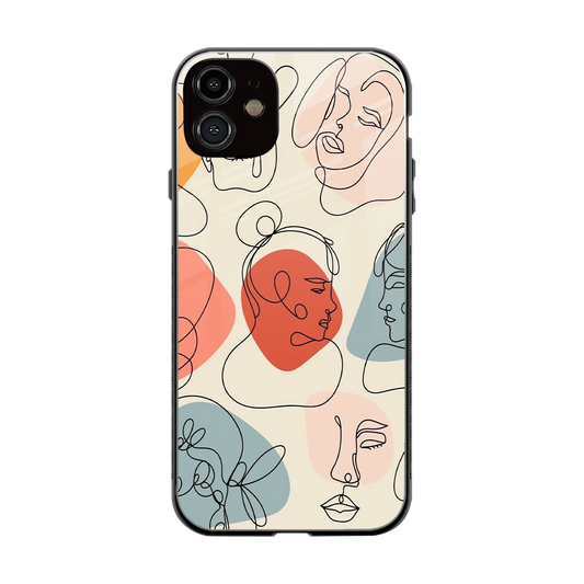 Many Faces Yellow back phone cover | glass case for iphone 12