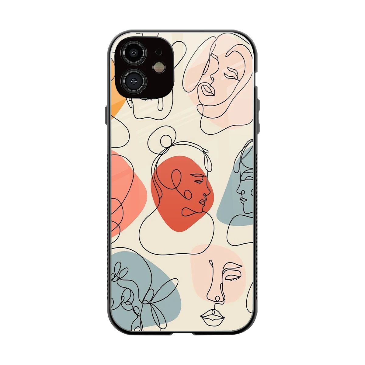 Many Faces Yellow back phone cover | glass case for iphone 11